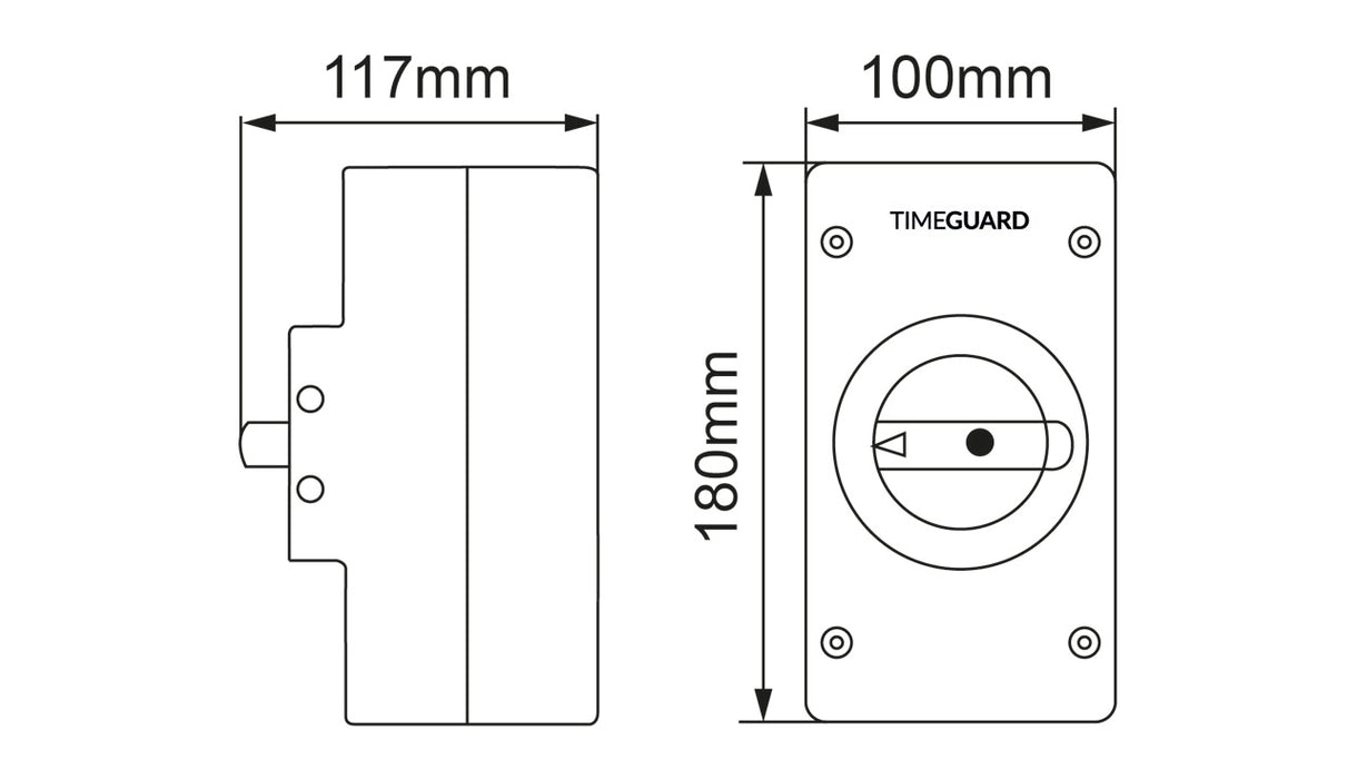 Timeguard IS4N-25DC IP65 DC Rotary Isolator Switch - 4 Pole 25A