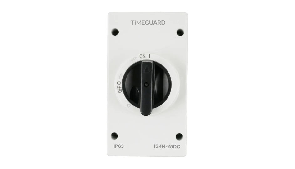 Timeguard IS4N-25DC IP65 DC Rotary Isolator Switch - 4 Pole 25A