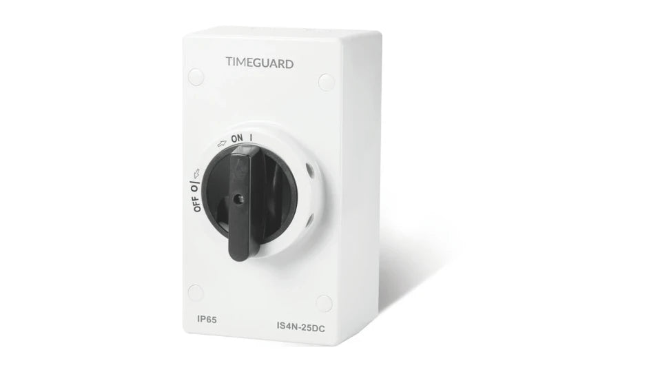Timeguard IS4N-25DC IP65 DC Rotary Isolator Switch - 4 Pole 25A
