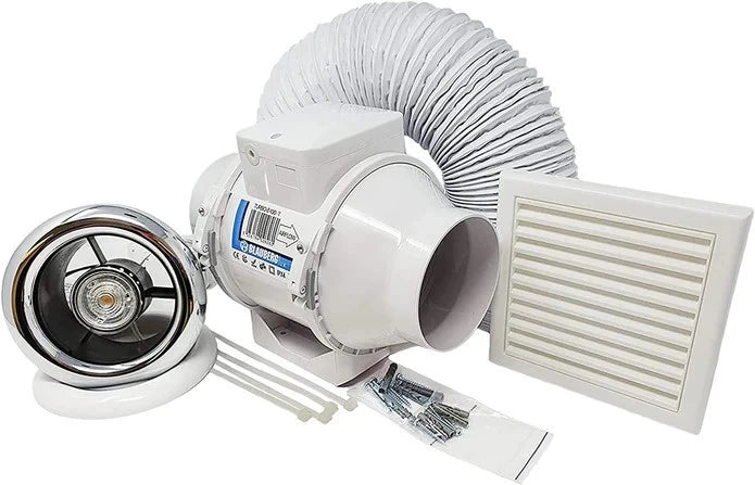 Blauberg KIT-TURBO-E-100-T-LED Bathroom Shower Fan Kit 100mm & Timer ...