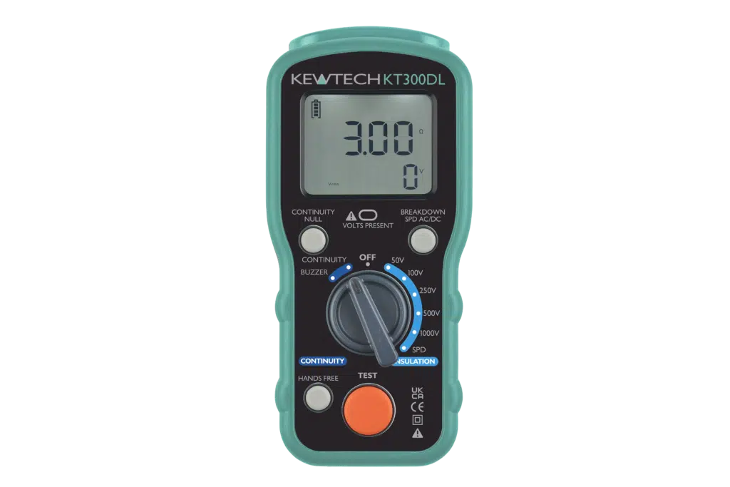 Kewtech KT300DL Insulation & Continuity Tester with SPD Test – 50V–1000V Digital Tester