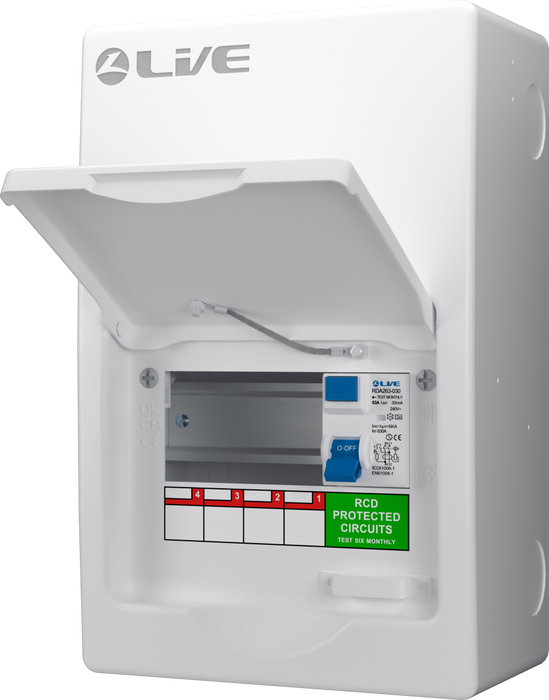Live LSMC06-RC80 6 Module Metal Clad Consumer Unit c/w 80A RCD