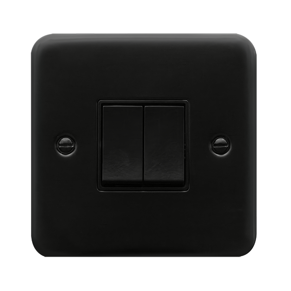 Click Scolmore MCP012BK Metal Clad 10AX 2 Gang 2 Way Plate Switch Black