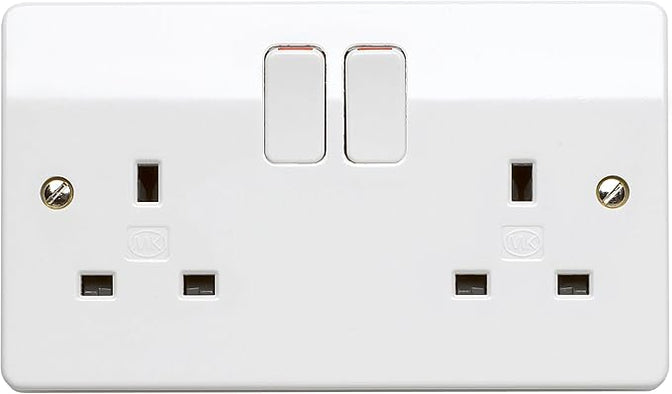 MK Logic Plus K2747WHI 13A 2 Gang DP Switched Socket | Antimicrobial ...
