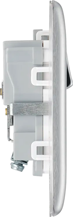 BG Nexus NBS21W 1G Switched Socket Brushed Stainless White Insert