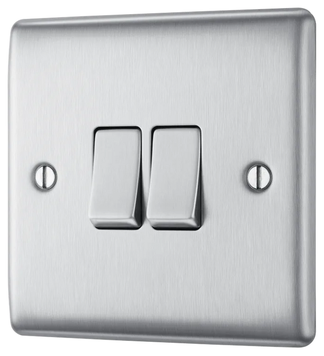 BG Nexus NBS42 2G 2 Way 10A Switch Brushed Stainless