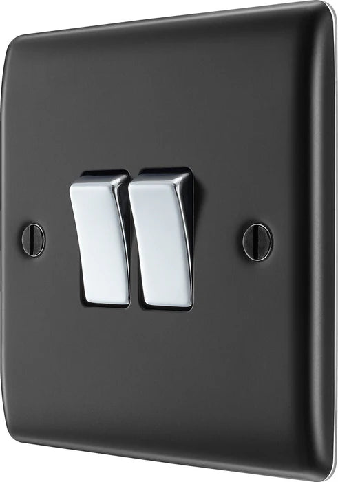 BG Nexus NMB42 2G 2 Way 10A Switch Matt Black