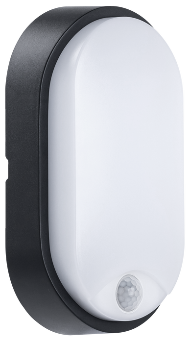 Luceco EBEO10P40 Exterior residential bulkhead oval 700lumens with white or black bezel + PIR