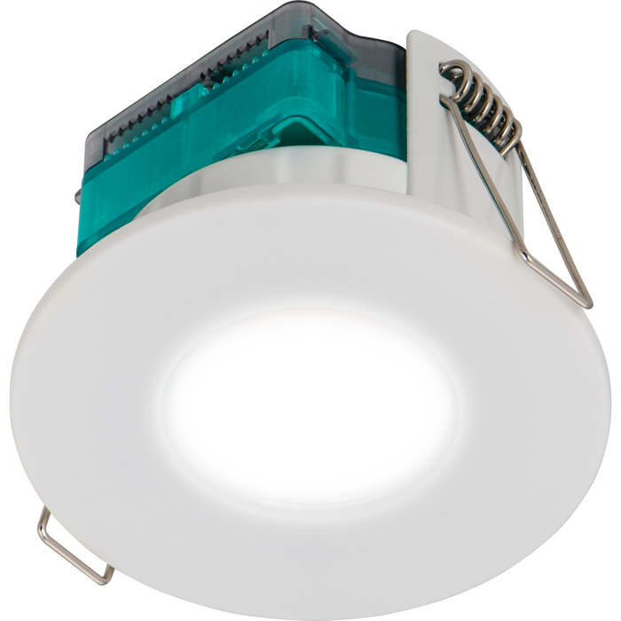 Luceco EFTF5W40 FType Essence Fire Rated Downlight 5W 550lm 4000K Dimmable IP65 White bezel - Flat