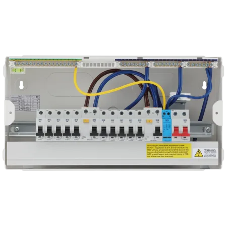 BG CF19D11S12 Consumer Unit 19 Module 12 Way Populated with 100A Main Switch, 2 x 100A 30mA RCD, 1 x Type 2 Surge Protection Device & 10 x MCB - 6A x 3, 16A x 2, 32A x 4 & 40A x 1