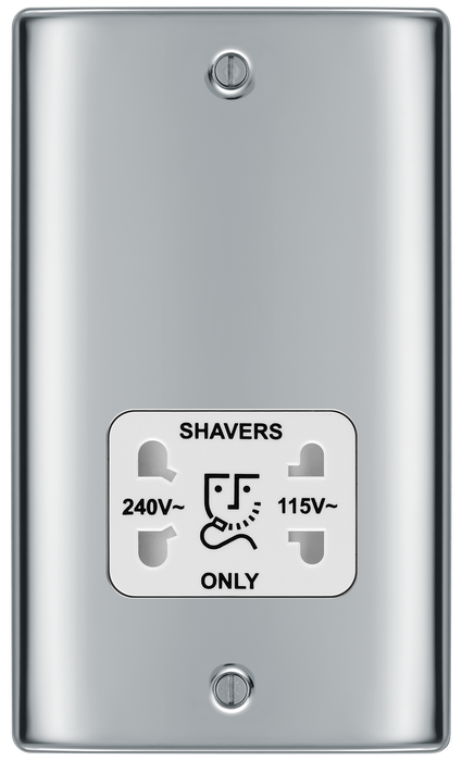BG Nexus Metal NPC20W 115/240V Dual Voltage Shaver Socket - Polished Chrome