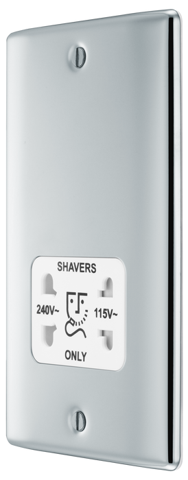 BG Nexus Metal NPC20W 115/240V Dual Voltage Shaver Socket - Polished Chrome