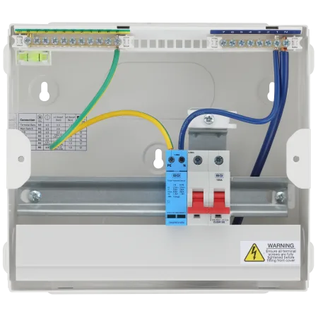BG CF9MS6-01 Consumer Unit 9 Module 6 Way Unpopulated with 100A Main Switch &amp; 1 x Type 2 Surge Protection Device