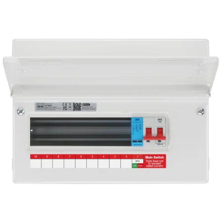 BG CF12MS9-01 Consumer Unit 12 Module 9 Way Unpopulated with 100A Main Switch &  1 type 2 surge protection device