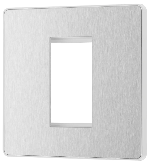 BG Evolve PCDBSEMS1W 1 Euro Module Front Plate Brushed Steel White Insert