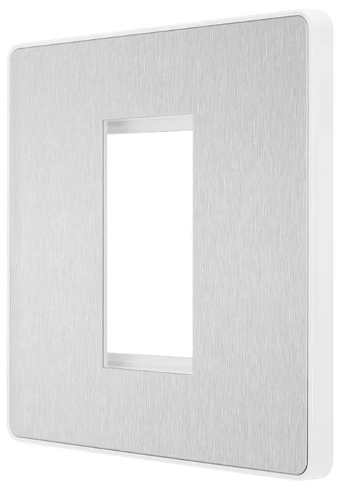 BG Evolve PCDBSEMS1W 1 Euro Module Front Plate Brushed Steel White Insert