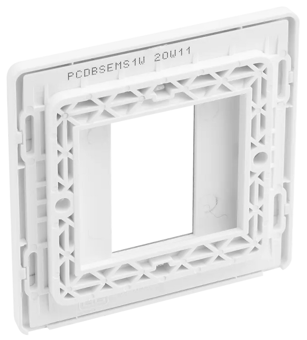BG Evolve PCDBSEMS1W 1 Euro Module Front Plate Brushed Steel White Insert