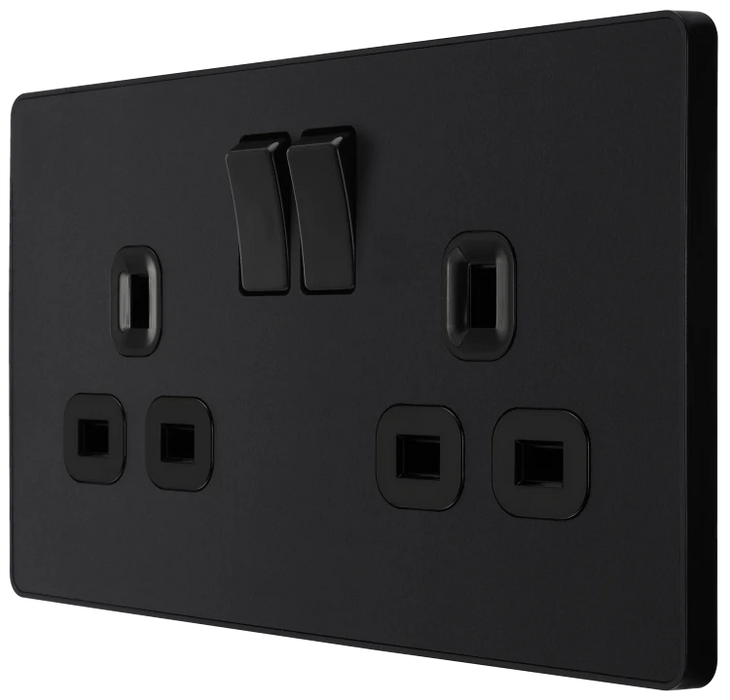 BG Evolve PCDMB22B 13A 2G DP Switched Socket Matt Black