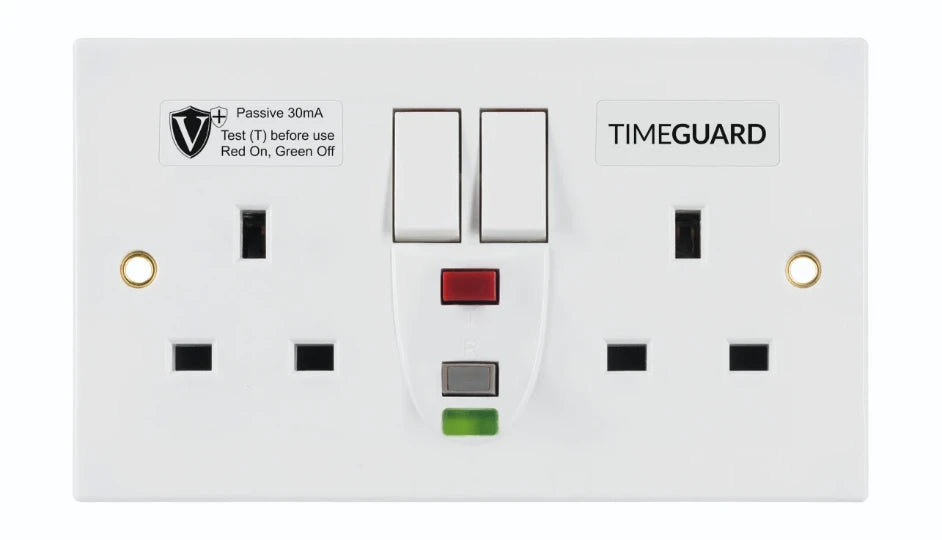 Timeguard RCD06WPVN Valiance+® RCD Protected Double Gang White Switched Socket – Passive