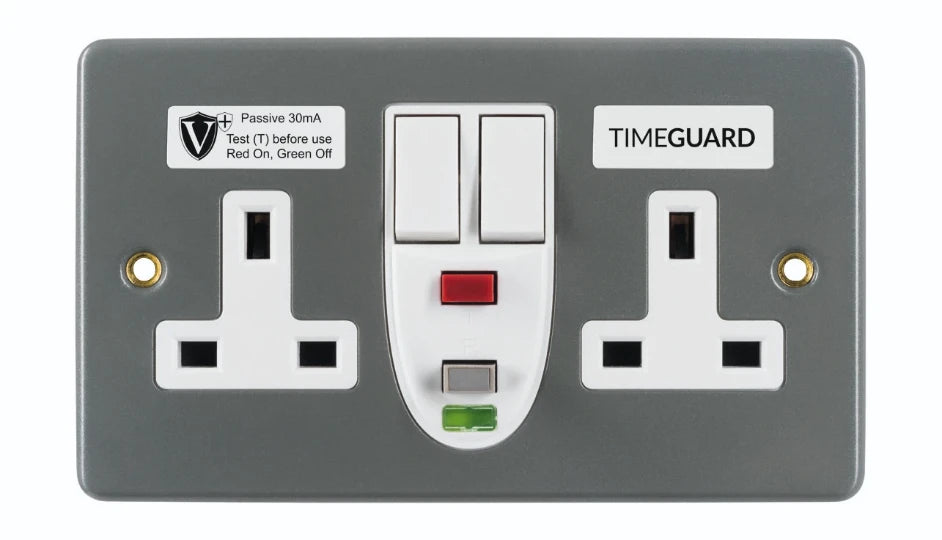 Timeguard RCD08MPVN Valiance+® RCD Protected Double Gang Metal Switched Socket – Passive