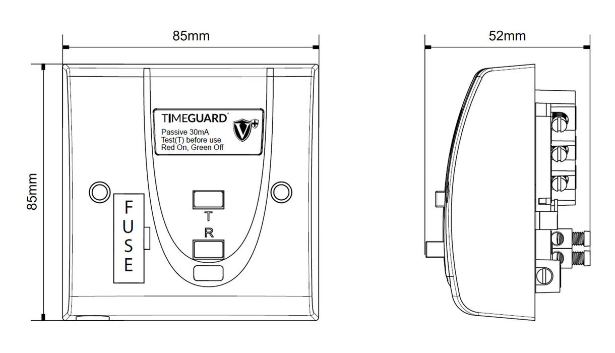 Timeguard RCD10WPVN Valiance+® RCD Protected Single Gang White Fused Connection Unit – Passive