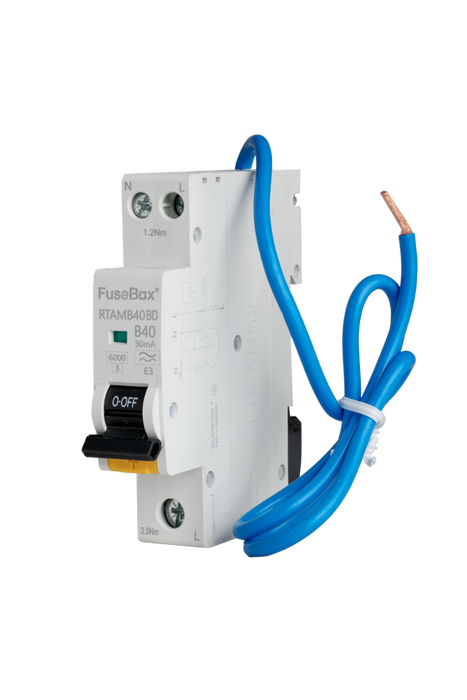 Fusebox RTAMB10BD Bi-Directional Mini 10A Type B RCBO 1P+N (sw) 30mA 6kA