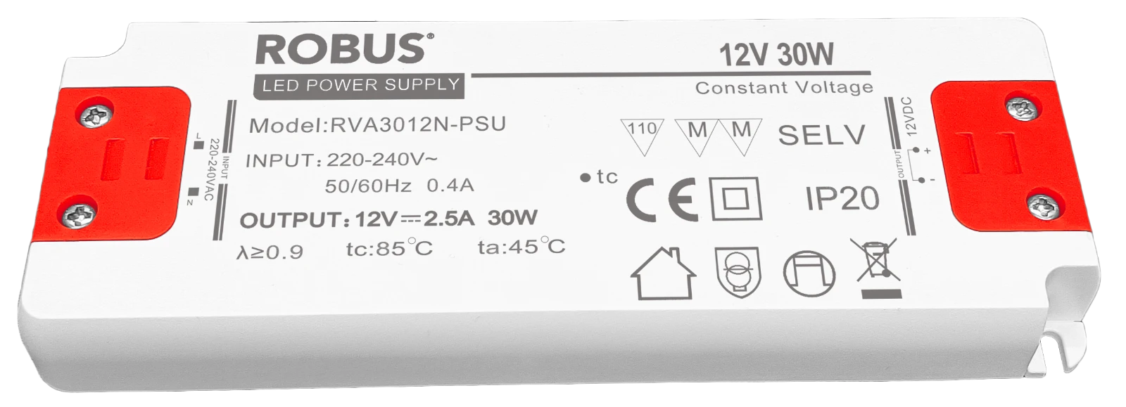 Robus RVA3012N-PSU VEGAS 30W, 12V, IP20 Constant Coltage Driver, Non Dimmable
