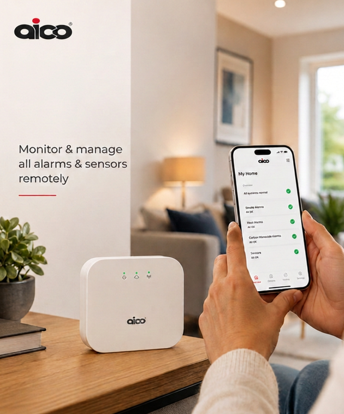 The Gateway: Aico Gateway for remotely monitoring and managing connected alarms and sensors.