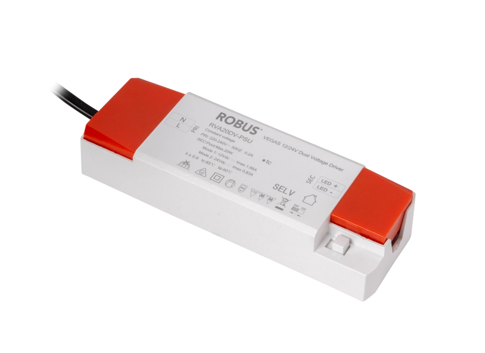 Robus RVA20DVN-PSU VEGAS 20W 12/24V Dual Voltage Driver Non-Dimmable IP20