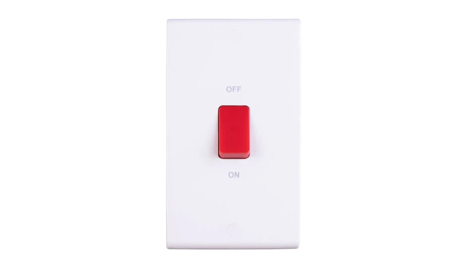 Slimline Rte Switch Deta S1301 Slimline 50A DP Switch Tall Red — Electricals Online