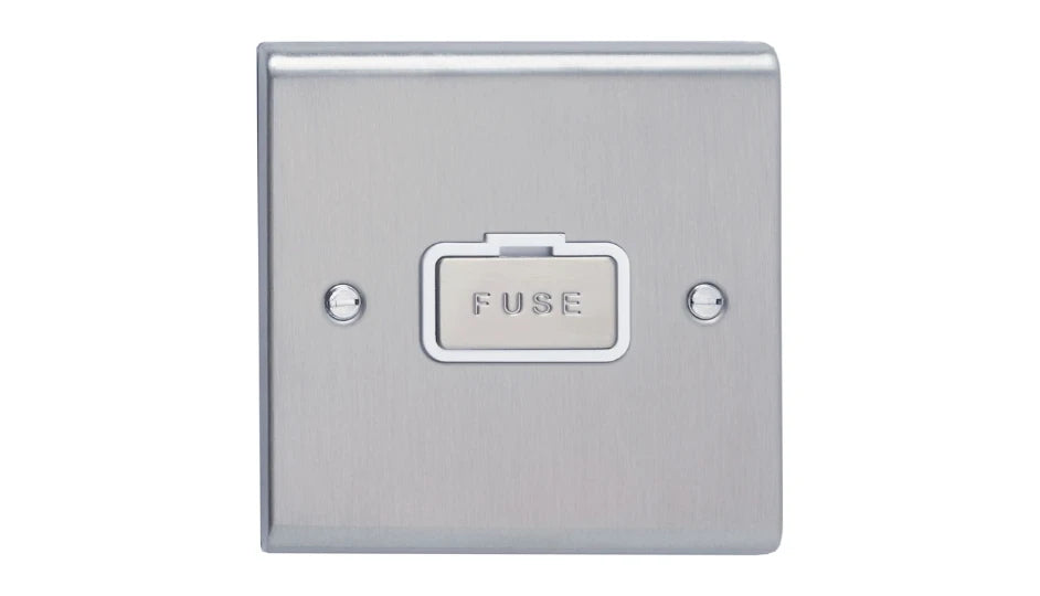 Deta SD1360SSW Slimline Décor 13A Unswitched Spur Stainless Steel White Insert