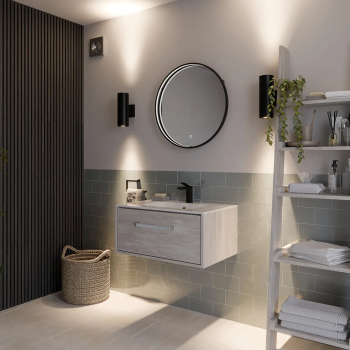 Sensio SE170013T0 Aspect Floating Edge Round Mirror with Colour Changeable LEDs and Touch Sensor - ø800mm - Matt Black