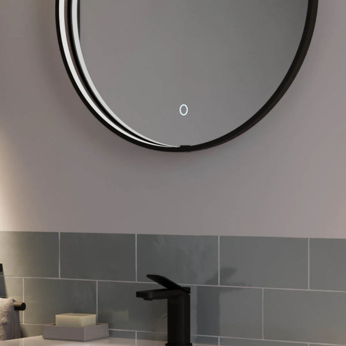 Sensio SE170013T0 Aspect Floating Edge Round Mirror with Colour Changeable LEDs and Touch Sensor - ø800mm - Matt Black
