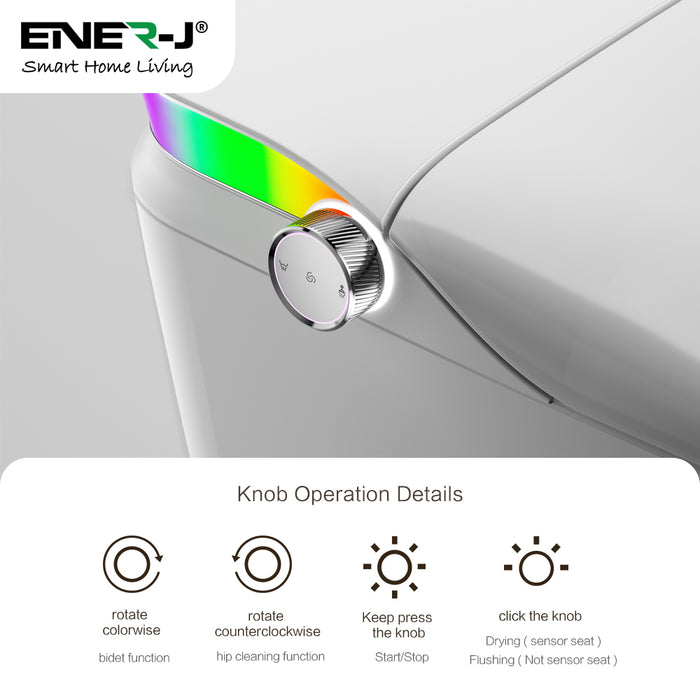 Ener-J HygienePro Smart Toilet with Inner Tank, Voice & App Control, Heated Seat – White