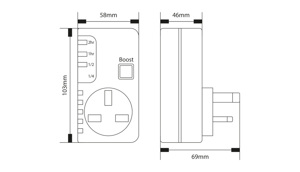 Timeguard TGBT6 Boostmaster 2 Hour Plug-In Electronic Boost Timer