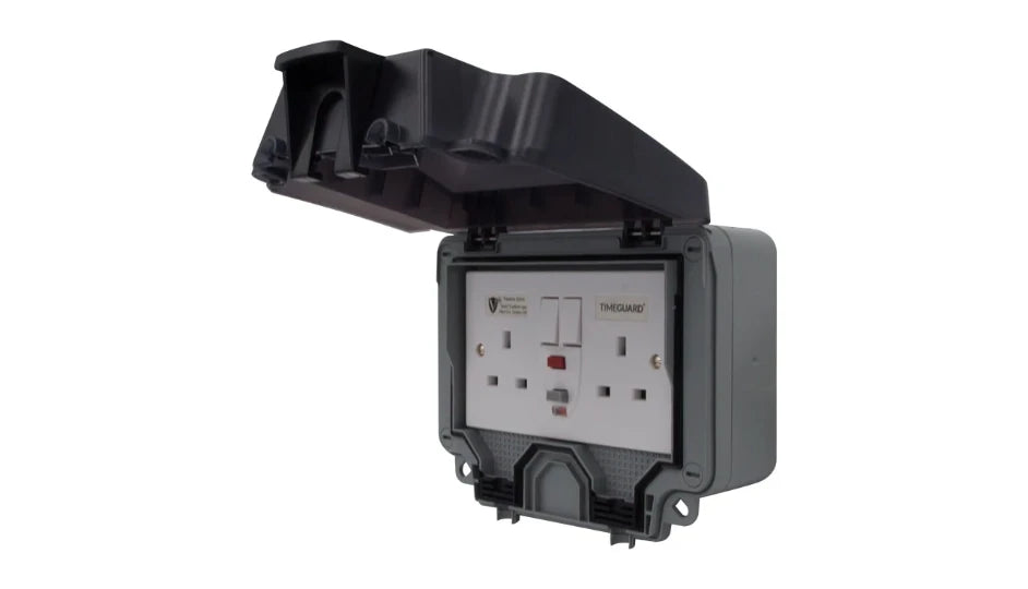 Timeguard TW1409DPP Weathersafe IP66 2 Gang 13A Switched Socket DP with Passive RCD