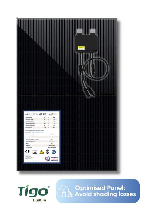 Anglo Solar AS-S108-M10N-435-OPT 435W All Black Mono fitted with Anti-Shading Tigo Optimiser