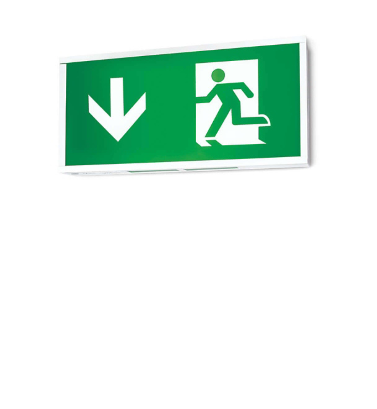 JCC LED emergency exit sign with directional running-man symbol