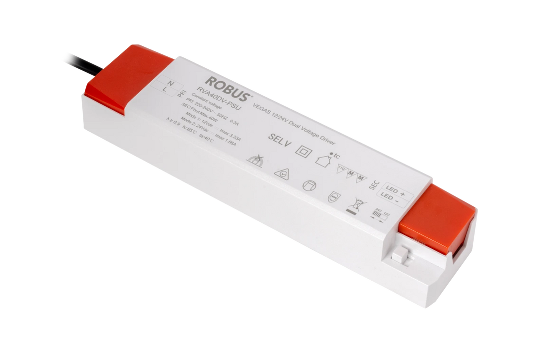 Robus RVA40DVN-PSU VEGAS 40W 12/24V Dual Voltage Driver Non-Dimmable IP20