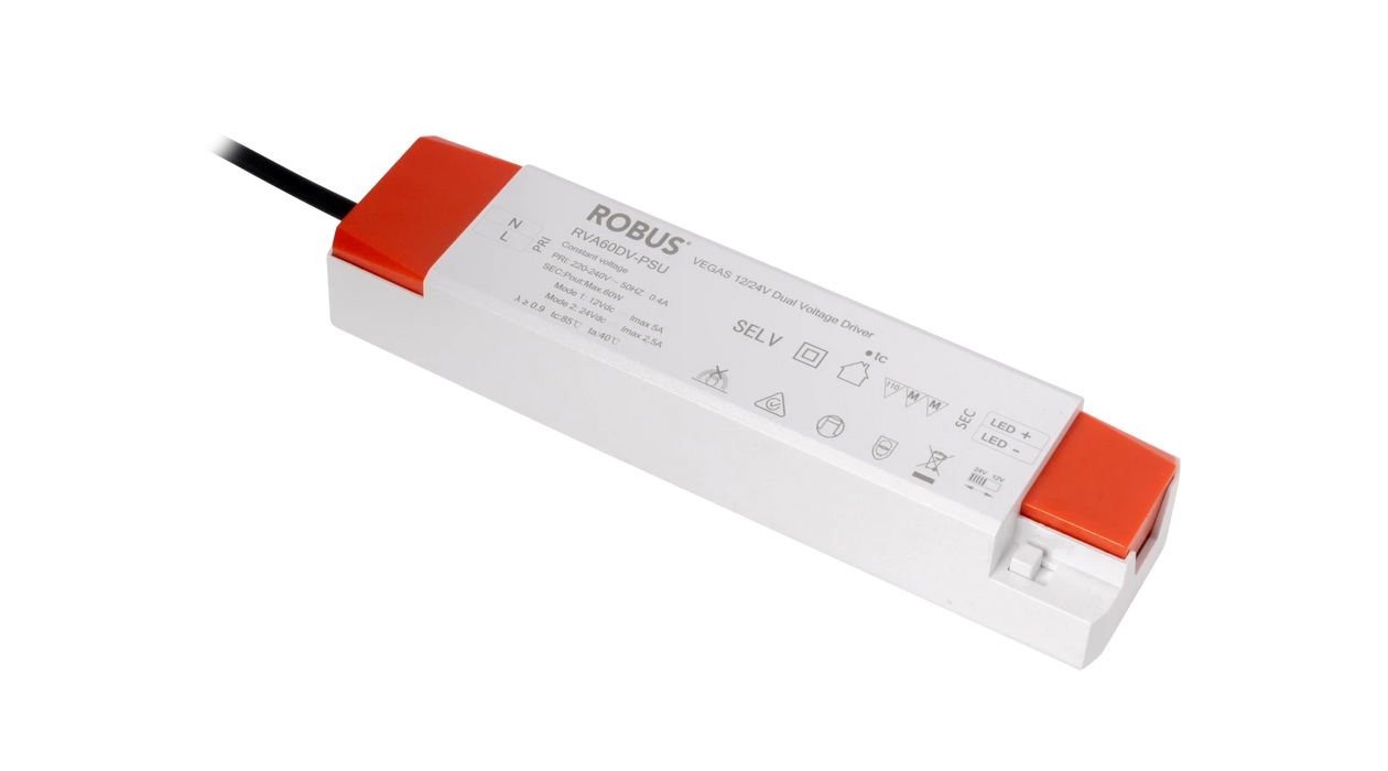 Robus RVA60DVN-PSU VEGAS 60W 12/24V Dual Voltage Driver Non-Dimmable IP20