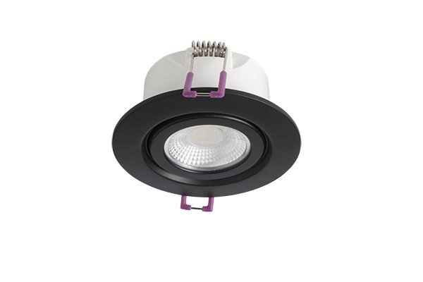 Robus RGM6CCT4-10 GEM 2 6W LED CCT4 Gimbal Downlight IP65 67mm cut-out 2700K 3K 4K 57K Dimmable Matte Black