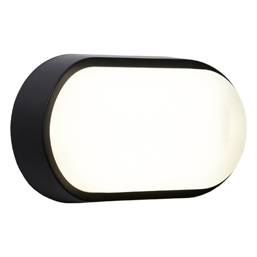 Ansell AHELED/OB/PIR 12W Helder CCT Oval Bulkhead Black PIR