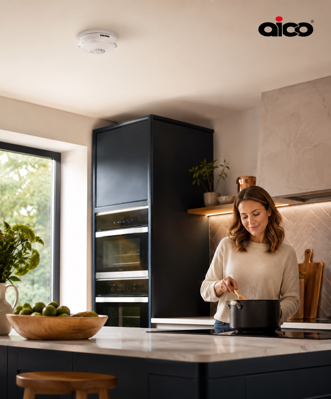 Heat Alarms: Aico heat alarms for kitchens, garages and areas affected by steam or fumes.