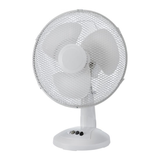 Knightsbridge EXDF 3-Speed Oscillating White 12" Desktop Fan