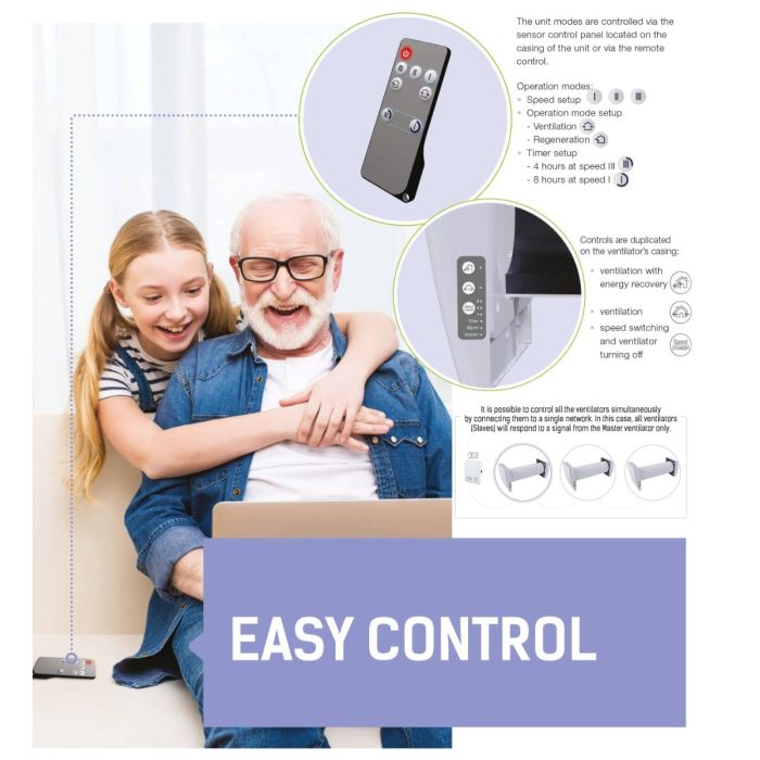 Blauberg AERIS-MIDI-WHI Alternate Flow Heat Recovery Fan Single Room Energy Saving Unit White