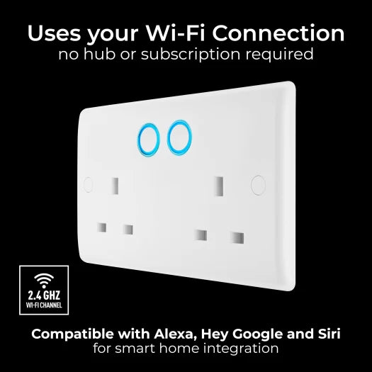 BG Smart 822/HC 13A Double WiFi Smart Switched Socket – White