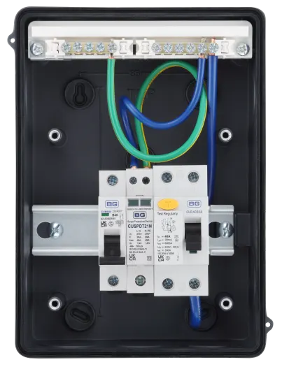 BG CFEV5A 5 Module IP65 Weatherproof Grey Metal EV Charger Circuit Protection