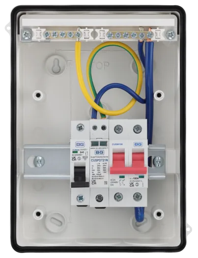 BG CFEV6W IP65 EV Charger Consumer Unit – 100A Main Switch, 40A MCB & Type 2 SPD - White