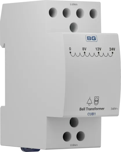 BG CUB1 8VA Bell Transformer 230V to 8V, 12V or 24V AC – 2 Module