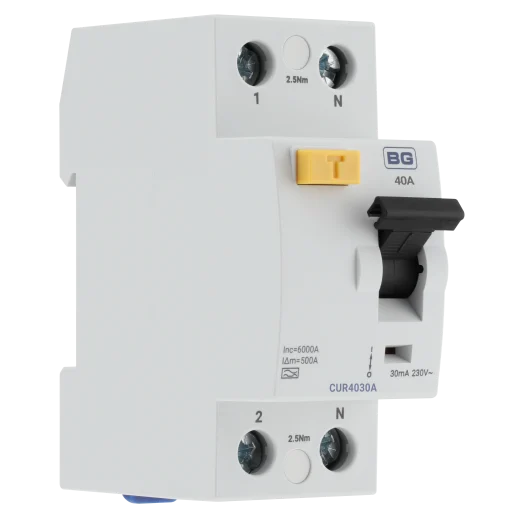 BG CUR4030A 40A 30mA Type A Bidirectional Double Pole RCD – 2 Module